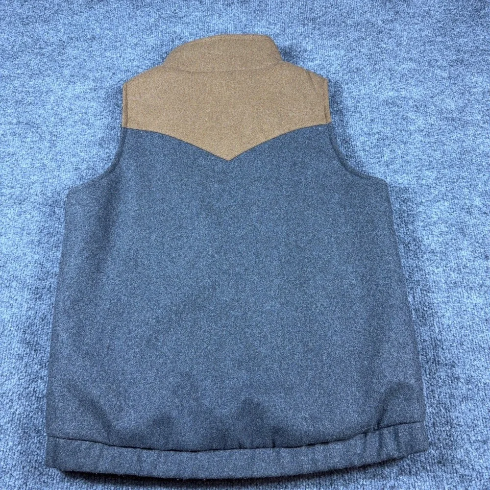 Cinch Wool Blend Western Vest Gray Tan Youth Large Full Zip Outerwear